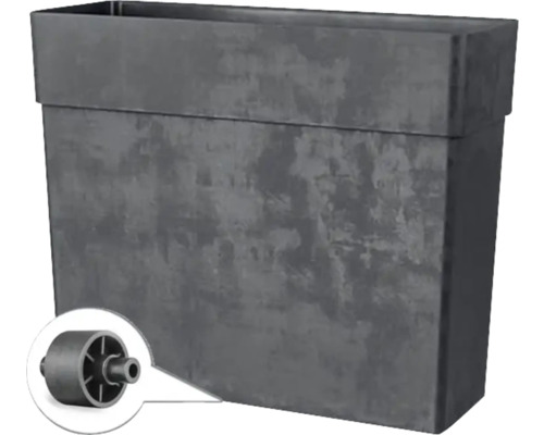Grauer Pflanzkasten mit Rollen für den Außenbereich