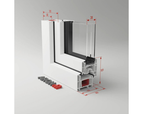 Fensterprofil mit Abmessungen