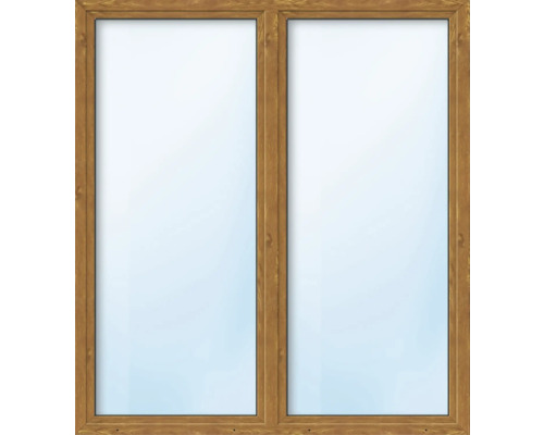 ARON Basic+ Kunststofffenster 2 Flügelig (Dreh/Dreh-Kipp) mit beweglichem Pfosten (Stulp) ESG 155x195 cm Golden Oak