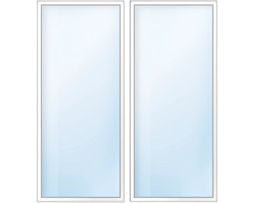 ARON Basic+ Kunststofffenster 2 Flügelig (Dreh-Kipp/Dreh-Kipp) mit festem Pfosten 155x190 cm RAL 9016 verkehrsweiß (Förderfähig)