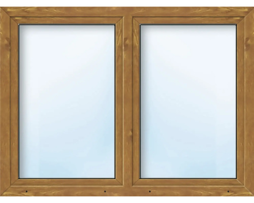 ARON Basic+ Kunststofffenster 2 Flügelig (Dreh/Dreh-Kipp) mit beweglichem Pfosten (Stulp) 100x100 cm Golden Oak
