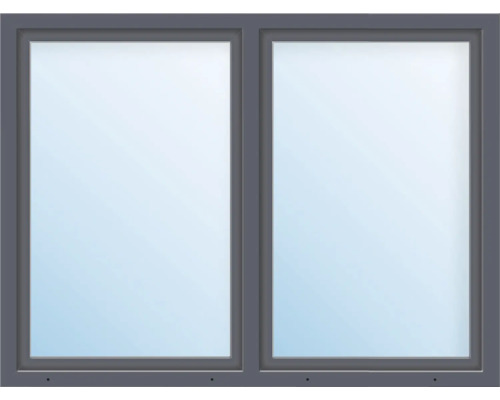 ARON Basic+ Kunststofffenster 2 Flügelig (Dreh/Dreh-Kipp) mit beweglichem Pfosten (Stulp) 100x100 cm RAL 7016 anthrazitgrau