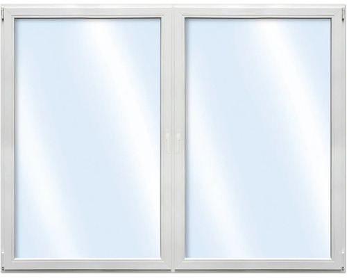 ARON Basic+ Kunststofffenster 2 Flügelig (Dreh/Dreh-Kipp) mit beweglichem Pfosten (Stulp) 105x105 cm RAL 9016 verkehrsweiß