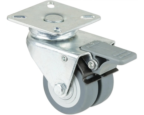 BS Rollen Doppel Lenkrolle B120.A85.050 Gummi Ø 50 mm bis 60 kg mit Platte 120x85 mm Lenkrolle mit Feststeller für Möbel