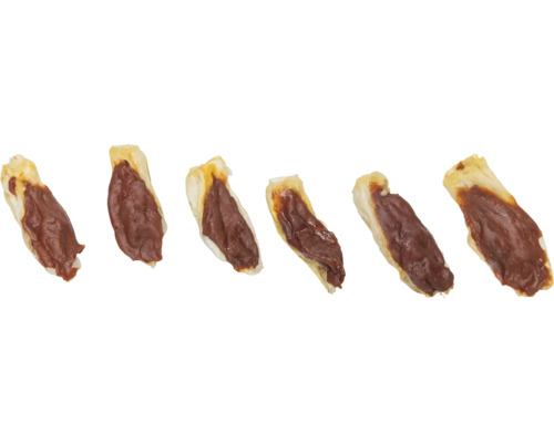 Sechs Hundekauartikel aus Rinderkopfhaut mit Füllung