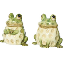 Zwei Froschfiguren aus Keramik