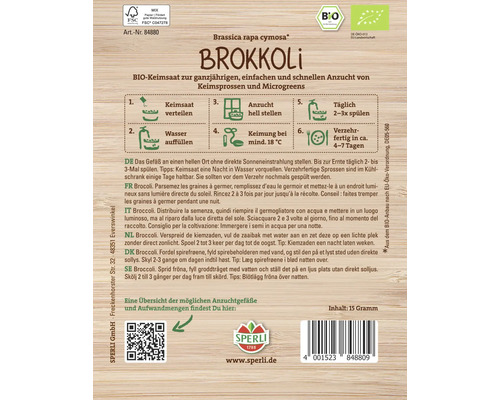 Brokkoli Keimsaat für Keimsprossen und Microgreens