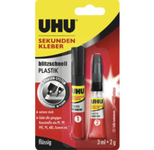 UHU Sekundenkleber Plastik mit Aktivator und Klebstoff