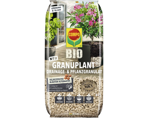 BIO Granuplant Drainage- & Pflanzgranulat Compo 40 L 100% natürlicher Bimsstein nachhaltige Blähton Alternative