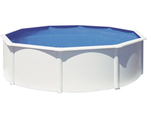 Aufstellpool Stahlwandpool-Set Planet Pool Vision-Pool Classic rund Ø 450x120 cm inkl. Sandfilteranlage, Leiter, Einbauskimmer, Filtersand & Anschlussschlauch weiss