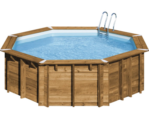 Aufstellpool Holzpool-Set Gre Vasto rund Ø 428x136 cm inkl. Sandfilteranlage, Filtersand & Sommerabdeckplane Holz