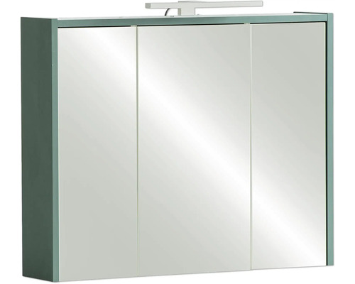 LED-Spiegelschrank Möbelpartner Lovis 3-türig 74,5x16x62,7 cm grün