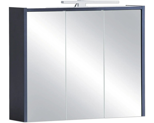 LED-Spiegelschrank Möbelpartner Lovis 3-türig 74,5x16x62,7 cm nachtblau