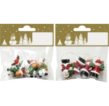 Weihnachtsbaumschmuck-Set mit Rentieren und Weihnachtsmannfiguren in Verpackung