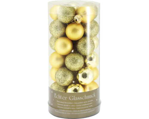 Goldene Christbaumkugeln aus Glas im Set