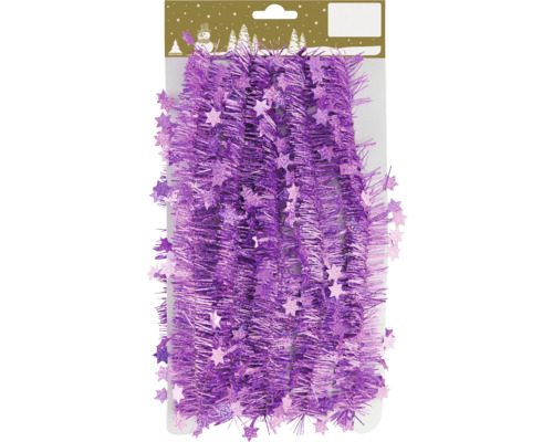 Weihnachtsbaumgirlande Foliengirande rosa Lila Lametta Girlande mit Sternen für Weihnachtsdekoration