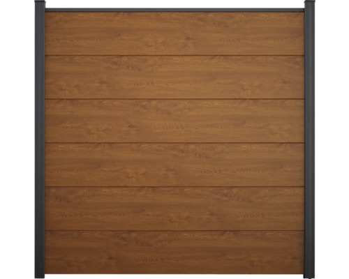 Hauptelement GroJa BasicLine Stecksystem ohne Pfosten 180 x 180 cm Golden Oak Holzzaun mit horizontalen Brettern und Rahmen