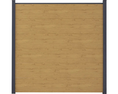 Hauptelement GroJa BasicLine Stecksystem ohne Pfosten 180 x 180 cm Asteiche Natur Holzzaun mit Metalleinfassung