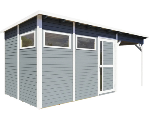 Gartenhaus aus Holz mit Fenstern und Tür