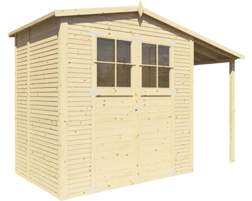 Gartenschuppen aus Holz mit Doppeltür und Vordach