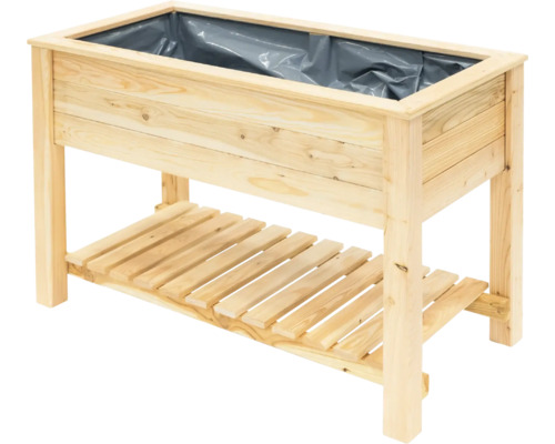 Hochbeet aus Holz mit Ablagefläche und Pflanzfolie