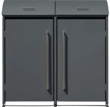 Graue Mülltonnenbox Doppel für den Außenbereich