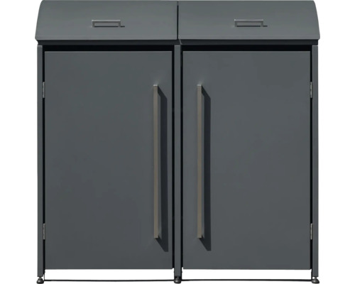 Graue Mülltonnenbox Doppel für den Außenbereich