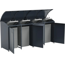 Mülltonnenbox für vier Mülltonnen mit Klappdeckel und Türen