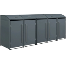 Mehrfache graue Mülltonnenbox aus Metall mit Griffen