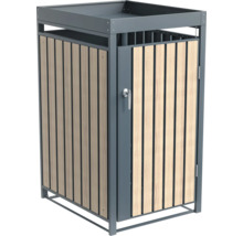 Mülltonnenbox aus Metall und Holz mit Tür