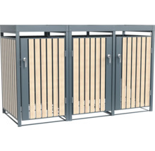 Mülltonnenbox für drei Mülltonnen mit Holzverkleidung