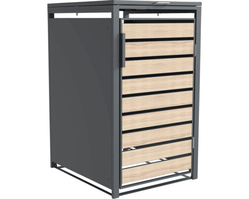Mülltonnenbox WESTMANN Lacina 1 inkl. Gasdruckfedern 68 x 80 x 116 cm anthrazit-Holzoptik Mülltonnenbox für die Mülltonnenaufbewahrung