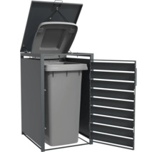 Mülltonnenbox mit geöffnetem Deckel und Mülltonne