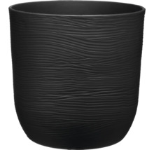 Schwarzer Blumentopf mit Wellenmuster