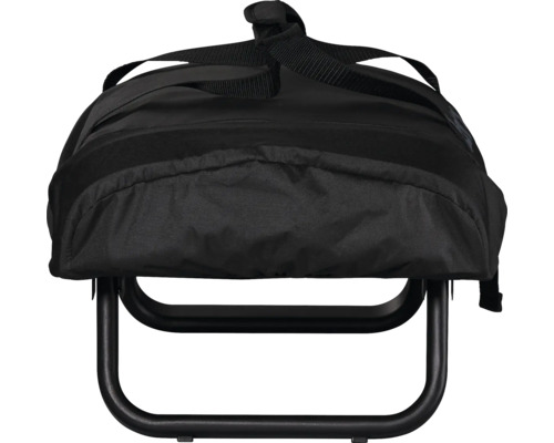 Rucksackstuhl mit schwarzem Gestell und Rucksack