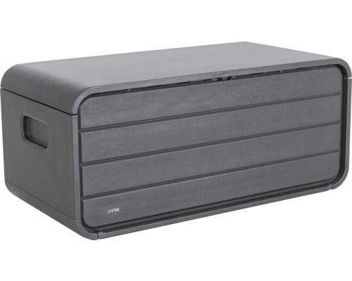 Graue Gartenbox zur Aufbewahrung im Außenbereich