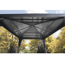 Detailansicht des Pavillon-Dachs mit Metalldach