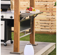 Grillplatz mit Grill, Tisch und Gemüse