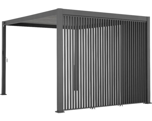 Pergola mit Lamellenwand aus Metall