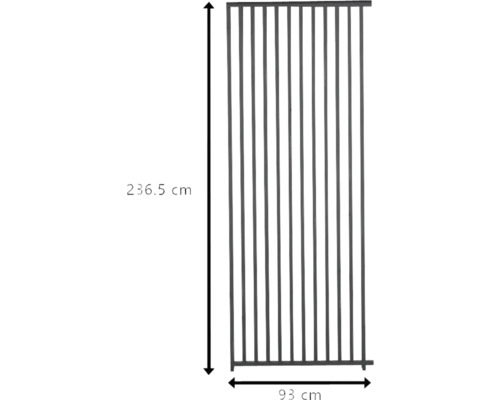 Zaunelement mit den Maßen 236,5 cm Höhe und 93 cm Breite.