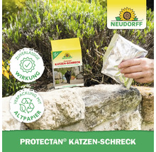 Protectan Katzenschreck Packung und Nachfüllbeutel auf Steinen im Garten