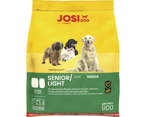Hundfutter trocken JosiDog Senior / Light 900 g energiereduziert für wenig aktive oder ältere Hunde Josera JosiDog Senior Light Trockenfutter für Hunde im 900-Gramm-Beutel