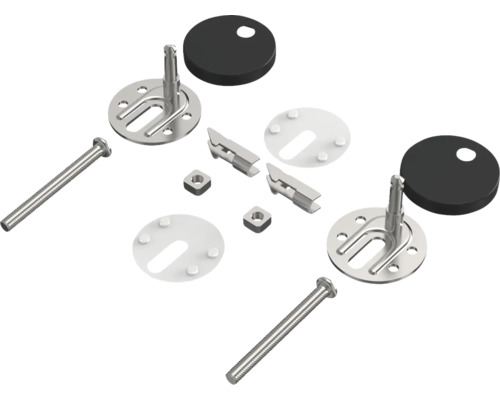 Einzelne WC-Sitzbefestigung aus Metall und Kunststoff