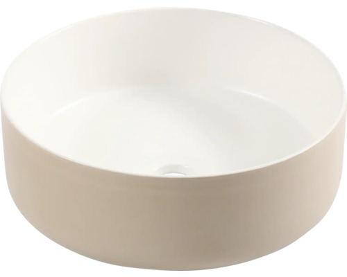 Aufsatzwaschbecken Differnz Mira rund 36 cm beige weiß matt Glasiert