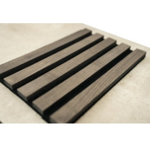 Akustikpaneel mit Holzlamellen zur Schallabsorption