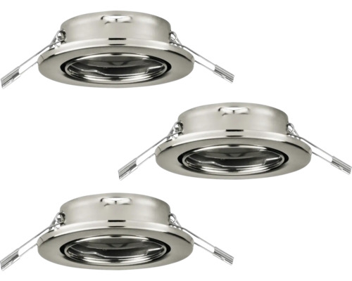 Halogen Einbauleuchte Eglo AGULO GU10 35 W 5-flammig Ø 86 mm, nickel-matt, IP 20, Set 5 Stück