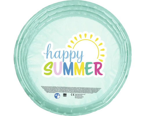 Pool Planschbecken Happy People 100 x 100 x 23 cm Kunststoff grün Teller mit Happy Summer Motiv