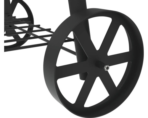 Räder eines Grillwagens aus Metall