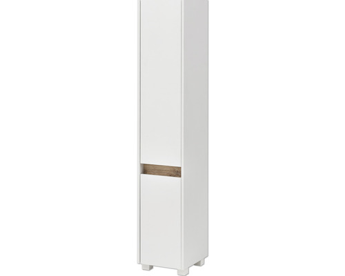 Weißer Badschrank mit Holzelement