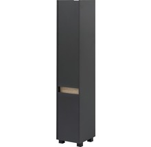 Hochschrank mit einer Tür und einem Holzdekorfach.